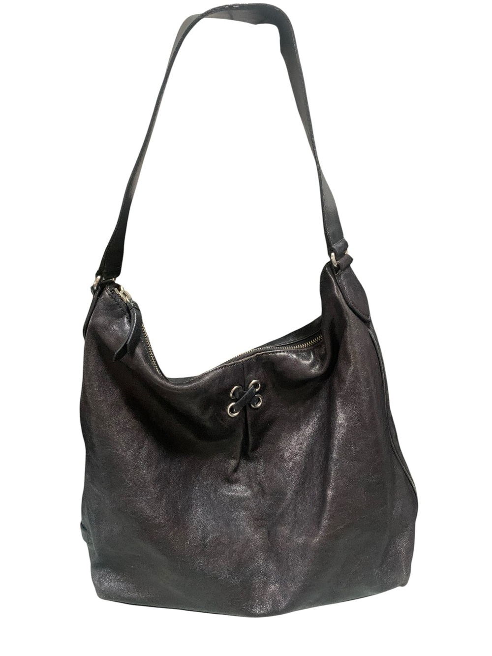Cole Haan Avery Black Soft Leather Hobo Grommet II Purse